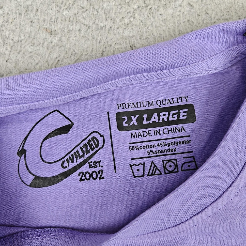 CivilizeD Shirt Mens 2XL Purple Bear Star Logo Graphic Tee Streetwear New - Picture 3 of 7